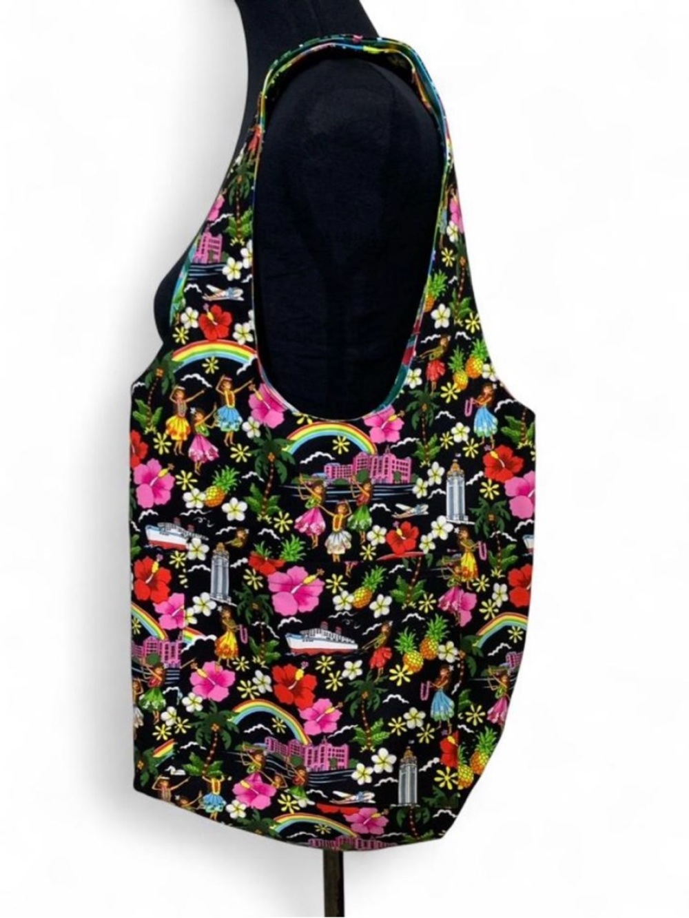 Nani Island Hawaii Hawaiian Print Reversible Hobo Bag Tropical